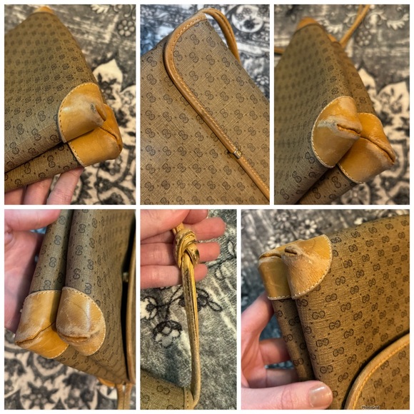 Gucci AUTHENTIC Vintage Tan Micro GG Monogram Small Crossbody Bag Purse - Picture 9 of 16